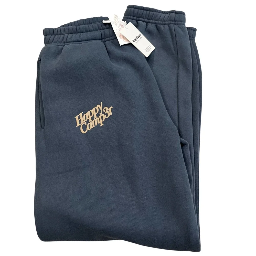 Happy Camp3r Puff Series Sweatpants Midnight Blue Medium NWT Cozy Joggers Heavy
